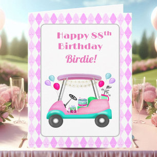 Elegant Women's Golf Party Cart 88th Birthday   Card