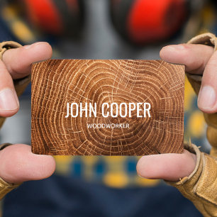 Elegant Wood Carpenter Construction Business Card