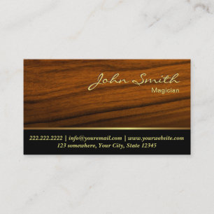 Elegant Wood Grain Magician Business Card