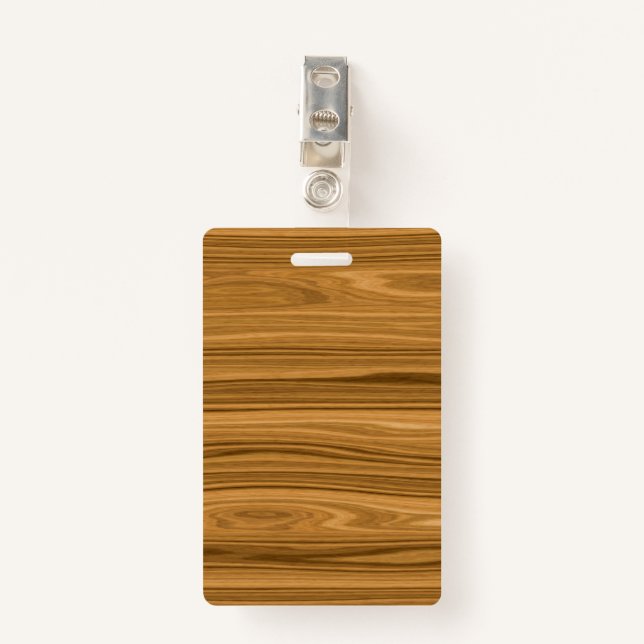 Elegant Wood grain style Badge (Front with Clip)