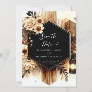 Elegant wood rustic wedding  save the date