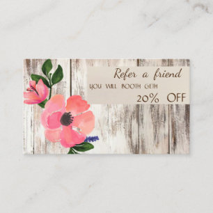 Elegant ,Wood Texture,Floral,Stripe Referral Card