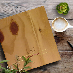 Elegant wood texture, rustic & personalized binder