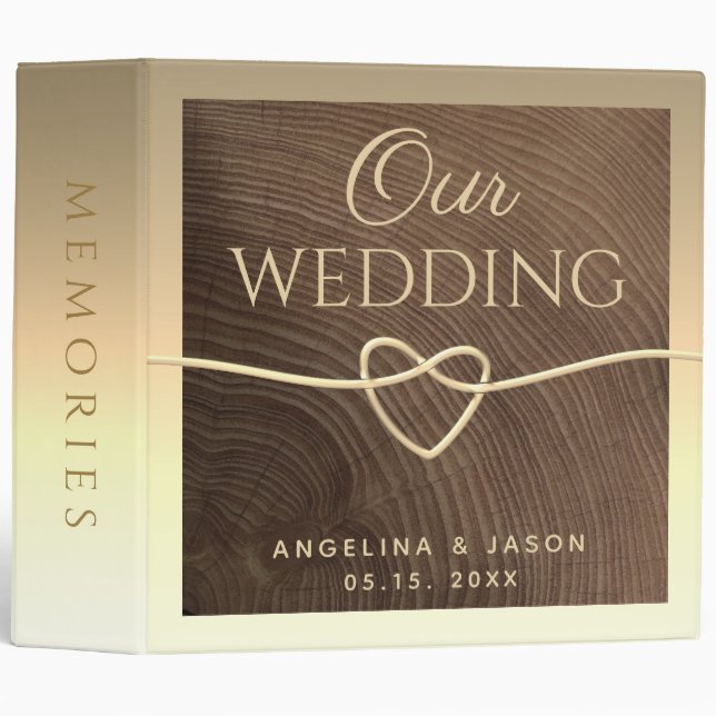 Elegant Wood Wedding Album Binder (Front/Spine)