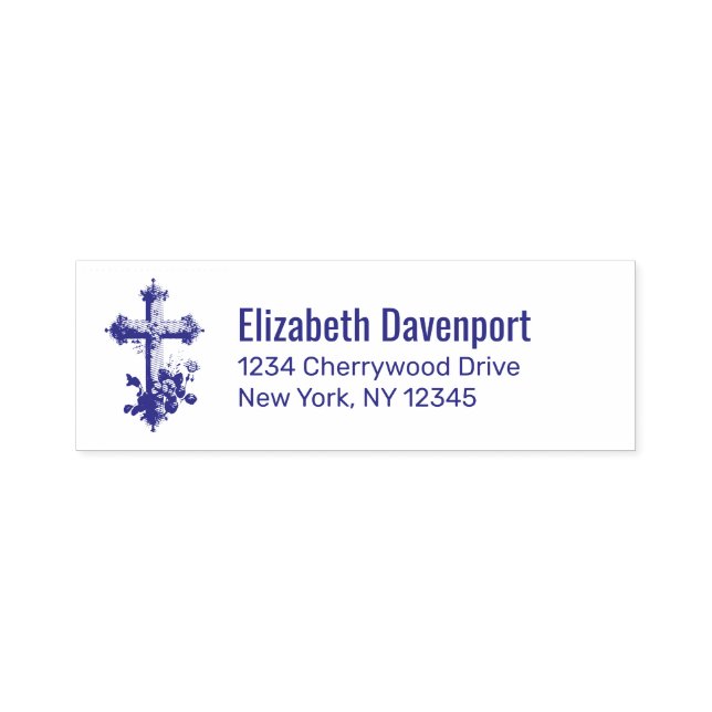Elegant Wooden Cross with Pretty Flowers Self-inking Stamp (Design)