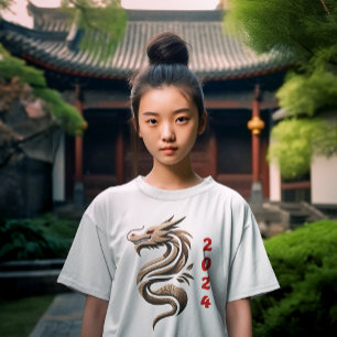 Elegant Wooden Dragon 2024 T-Shirt