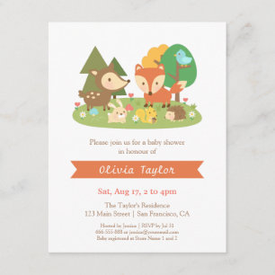 Elegant Woodland Animal Baby Shower Invitation