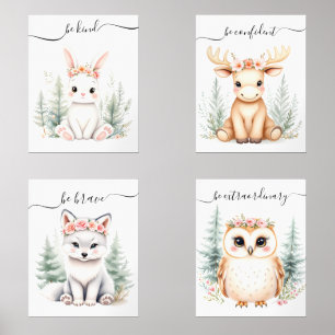 Elegant Woodland Animal Watercolor Girly Nursery