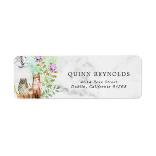 Élégant Woodland Animaux Retourner Adresse Étiquet