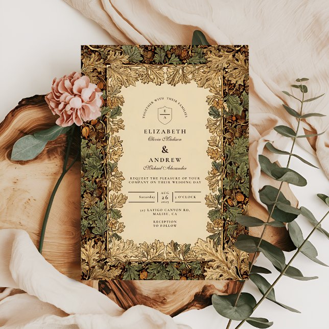 Elegant Woodland Botanical Wedding Invitation (Creator Uploaded)