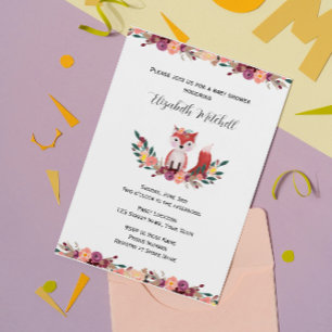 Elegant Woodland Fox Baby Shower Invitation