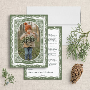 Elegant Woodland Frame Custom Holiday Photo Card