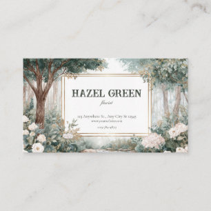 Elegant Woodland Garden Floral Gold Frame Business Card