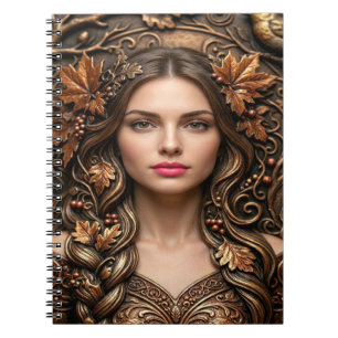 Elegant Woodland Portrait in Embossed Bronze Art Notebook