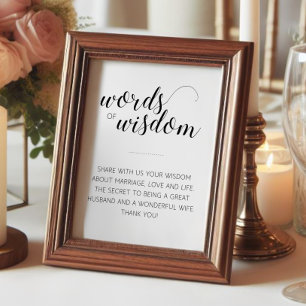 Elegant Words of Wisdom Wedding Advice Sign