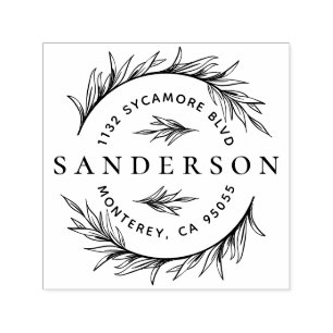 Elegant Wreath & Classy Lettering Return Address Self-inking Stamp