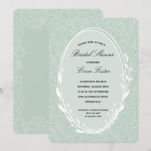 Elegant Wreath Floral Bridal Shower Invitations