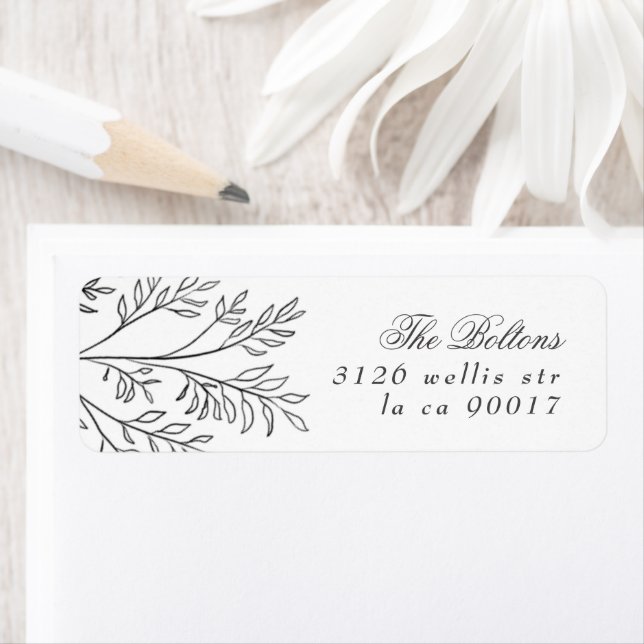 Elegant Wreath Floral Sketched Return Address (Insitu)
