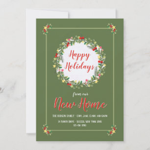 Elegant Wreath Happy Holidays from New Home Card