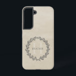 Elegant Wreath Monogram | Beige Samsung Galaxy Case<br><div class="desc">Charge your electronic device with an Elegant Wreath Monogram Samsung Galaxy Case. Case design features an elegant berry wreath you can personalize with your name and monogram against a paper textured background.</div>