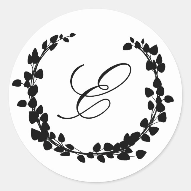 Elegant Wreath Monogram Envelope Sticker Seal (Front)