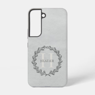 Elegant Wreath Monogram   Grey Samsung Galaxy Case