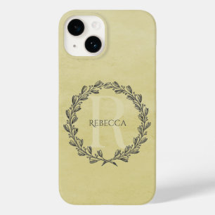 Elegant Wreath Monogram   Yellow Case-Mate iPhone 14 Case