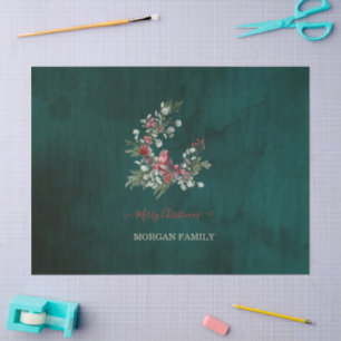 Elegant Wreath Red Cardinal Green Tissue Paper