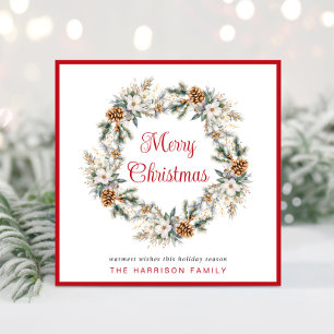 Elegant Wreath Watercolor Christmas Holiday Card