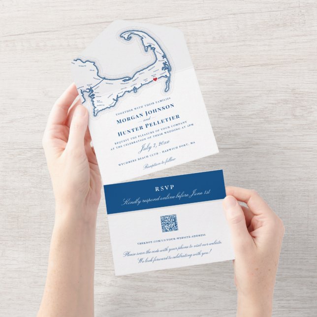 Elegant Wychmere Beach Club Wedding All In One Invitation (Tearaway)