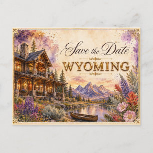 Elegant Wyoming Save the Date Wedding Invitation Postcard