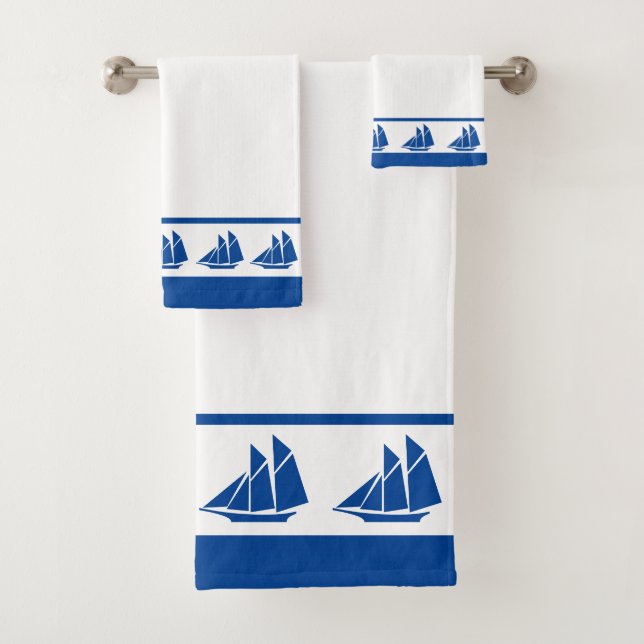 Elégant yacht bleu sur blanc (En situation)