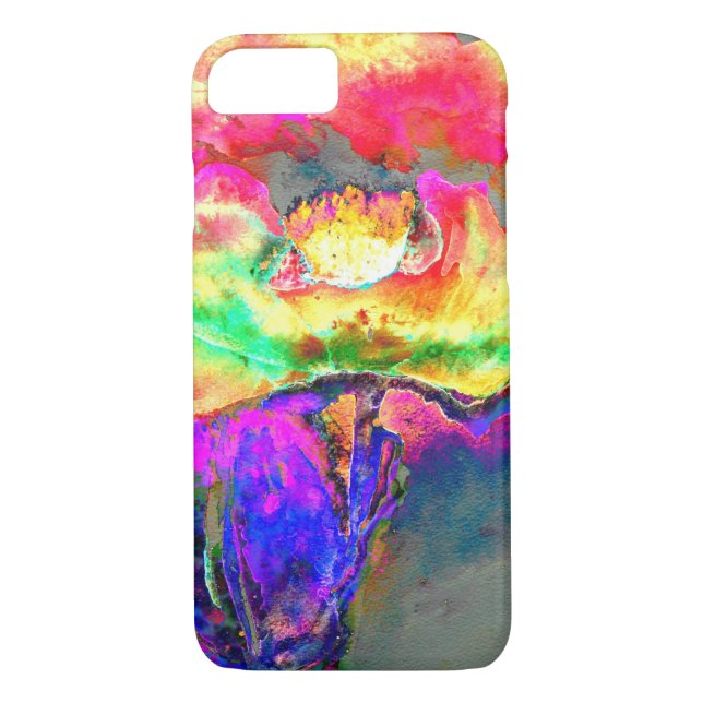 Elegant Yellow abstract Poppy Watercolor floral Case-Mate iPhone Case (Back)