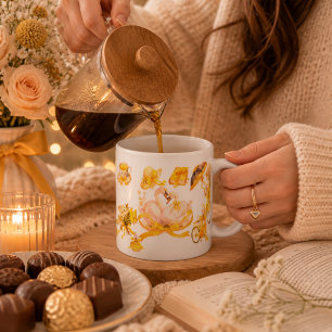 Elegant Yellow Aesthetic Mug – Vintage Floral & Sw
