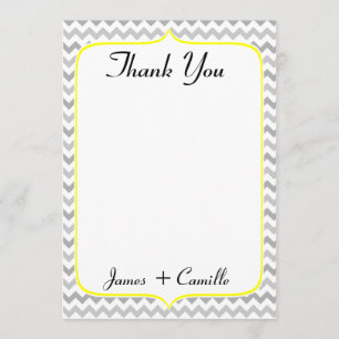 Elegant Yellow and Grey Chevron Thank You Card