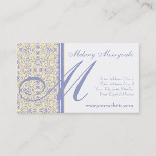 Elegant Yellow and Purple Scrollwork Damask Business Card
