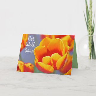 Elegant Yellow and Red Tulip Flowers Get Well Soon Card