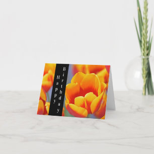 Elegant Yellow and Red Tulip Happy Birthday Card