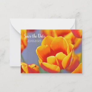 Elegant Yellow and Red Tulip Save the Date Card