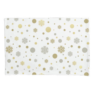 Elegant yellow and white gray merry Christmas  Pillowcase
