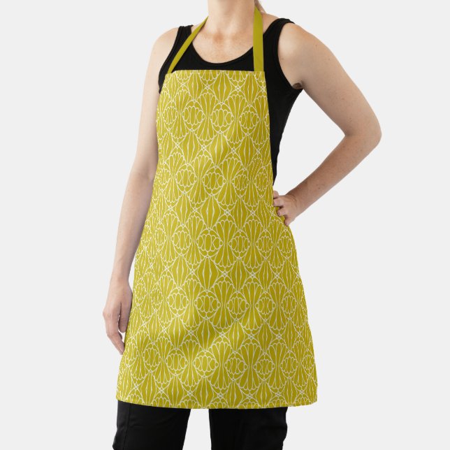 Elegant Yellow Art Deco Pattern with Diamond Motif Apron (Insitu)