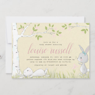 elegant yellow baby bunny baby shower invitation