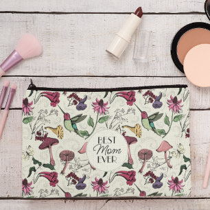 Elegant Yellow Best Mom Ever Photo Hummingbird Accessory Pouch