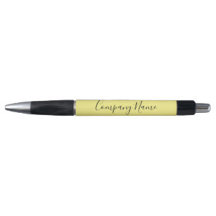 Elegant Yellow Black Script Text Company Name Pen