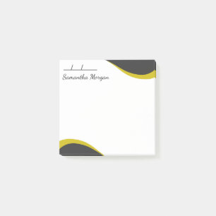 Elegant yellow & black waves customizable post-it notes