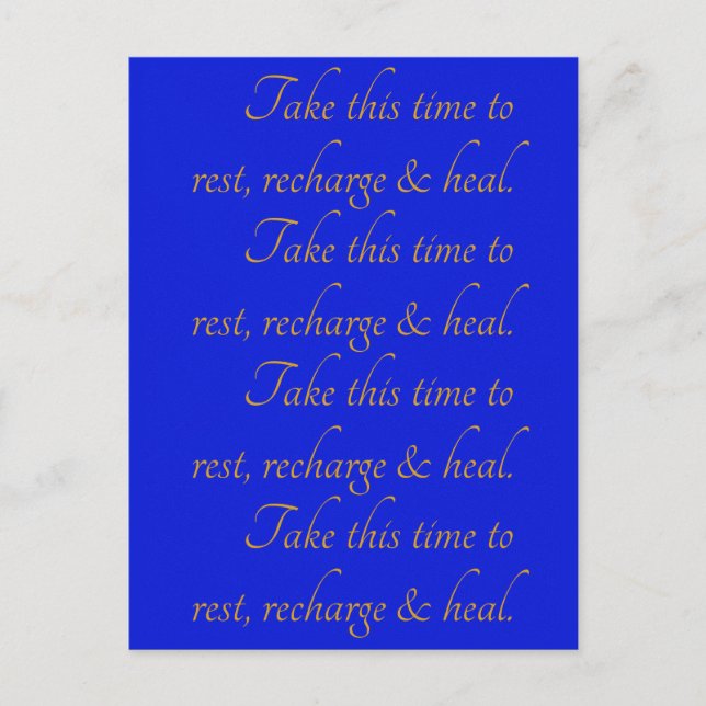 Elegant Yellow Blue Typography Take Time Rest Heal Postcard (Front)