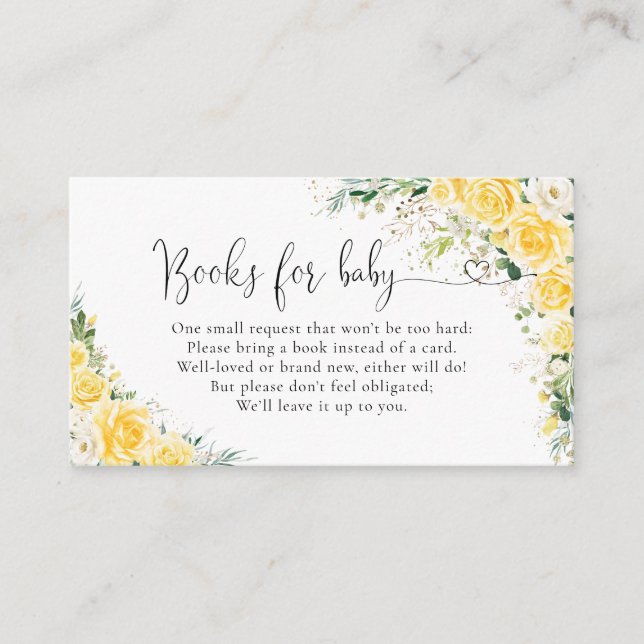 Elegant Yellow Books For Baby Enclosure card (Front)