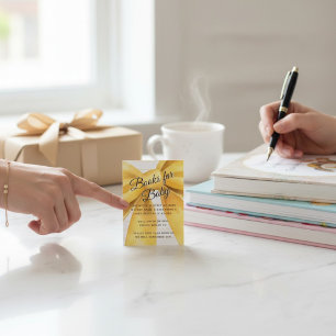 Elegant Yellow Bow Baby Shower Book Request Card