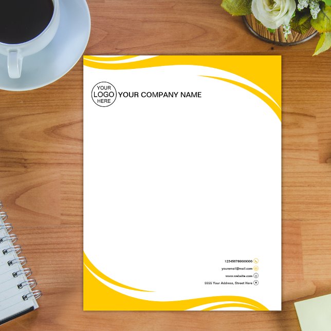 Elegant yellow Business logo Letterhead (Creator Uploaded)
