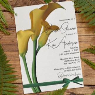 Elegant Yellow Calla Lily Bridal Shower Invitation